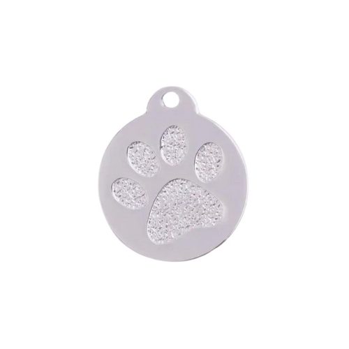 Stainless Paw Print Tag